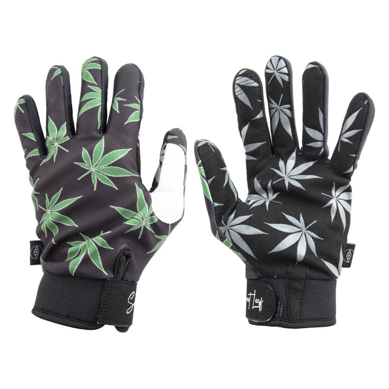 Alienation Sweet Leaf BMX Gloves – Size 9 / Adult M – Black / Gray / Green