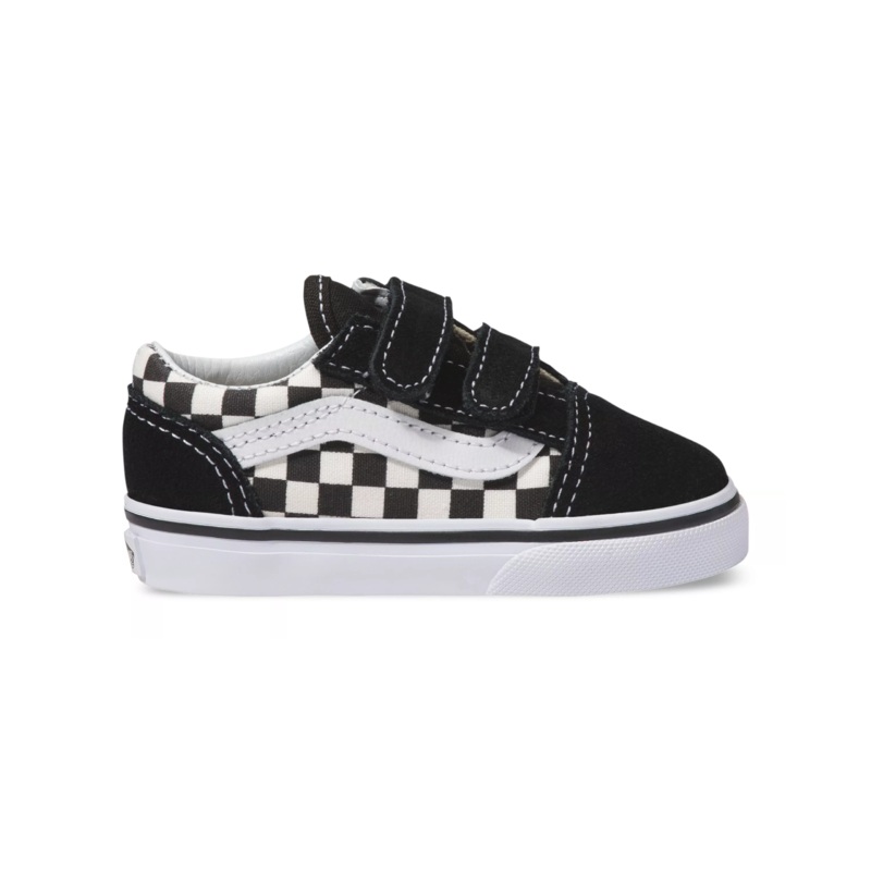 Vans Old Skool V Primary Toddler Shoe-Black/White Checkerboard Toddler 4