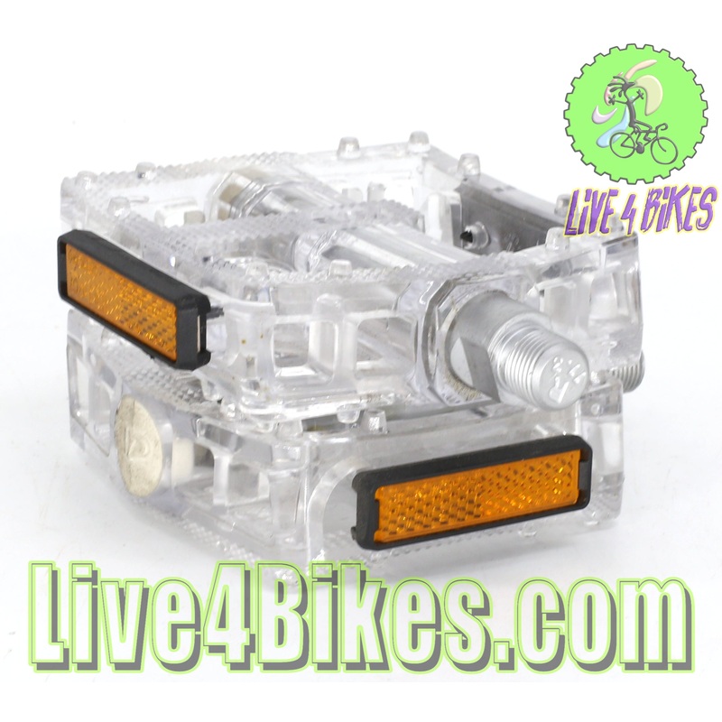 Clear BMX Platform Wide Pedals 9/16″ – Live 4 Bikes Clear 9/16″