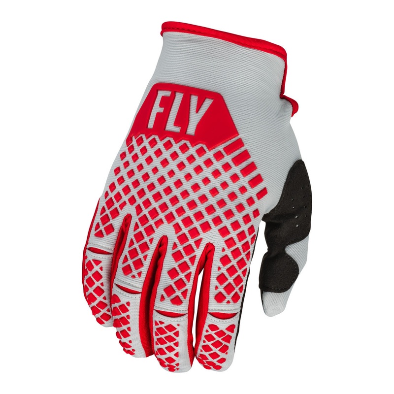 Fly Racing Youth Kinetic BMX Race Gloves-Red/Grey Youth Small