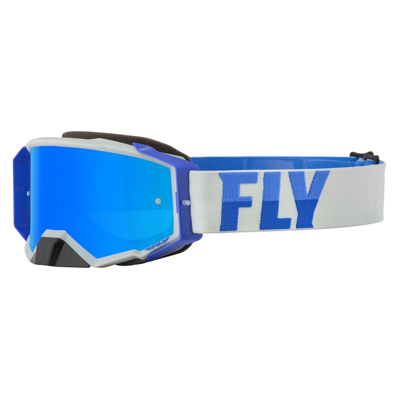 Fly Racing 2022 Zone Pro Goggles-Grey/Blue w/Sky Blue Mirror/Smoke Lens Adult