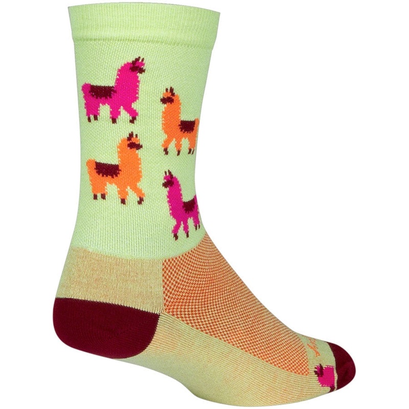 Mo’ Llamas Crew Bike Socks – Green Green Small / Medium