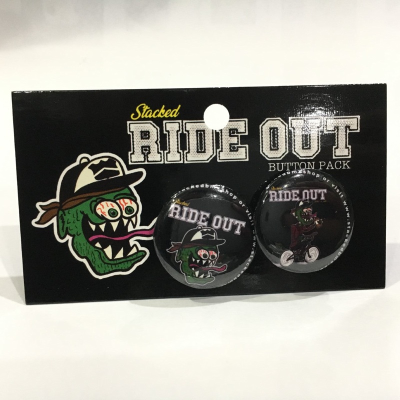 Stacked Rideout Original 1″ button pack 2 Buttons – 1 YEAR WARRANTY