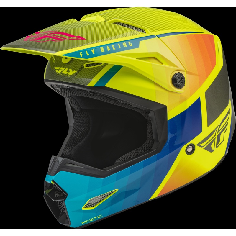 FLY RACING Kinetic Drift Helmet Blue/Hi-Vis/Charcoal Lg
