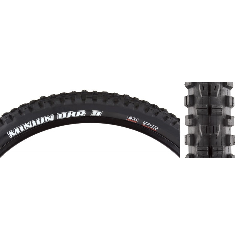 Maxxis Minion DHR II Tire – 29 x 2.4 Tubeless Folding BLK Dual EXO Wide Trail