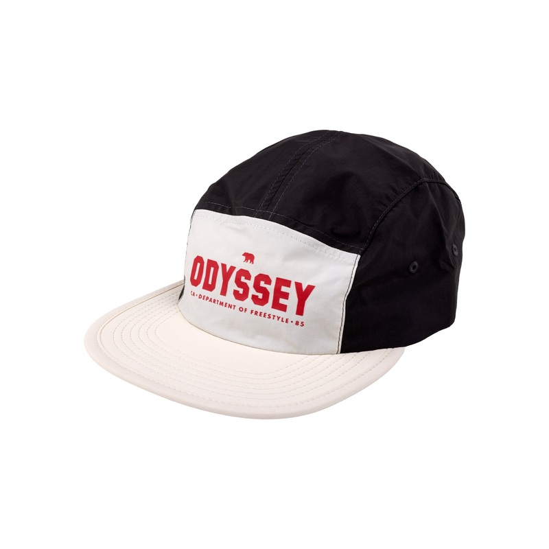 Odyssey Campus Nylon 5-Panel Camper Hat (Off-White/Black w/ Red Screen Print) Black