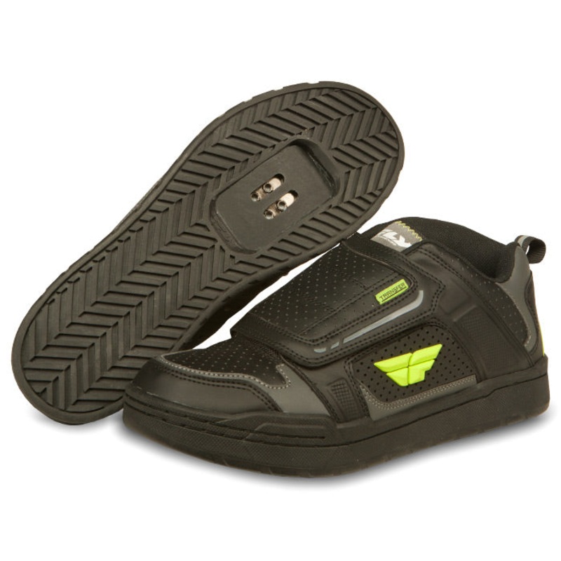 Fly Racing Transfer Clipless Shoes-Black/Hi-Vis Yellow 40 Euro / 7 US