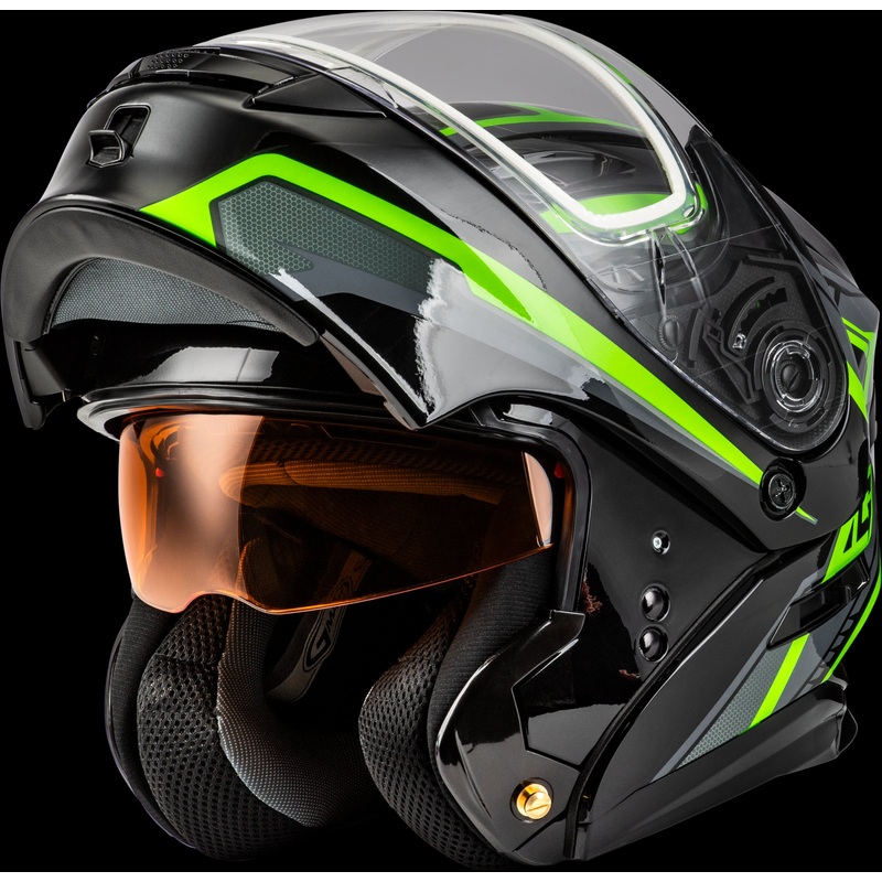GMAX Md-01s Transistor Snow Helmet Black/Grey/Green 2x