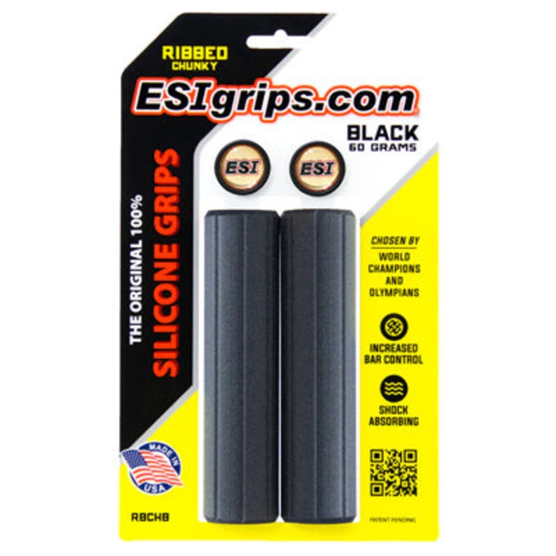 Esi Grips,Ribbed Chunky 60G,Black,Wplugs,130Mm Ribbed Chunky Esi Gripstape NA Black