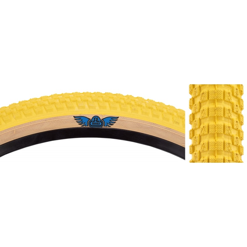 26×2.0 SE Racing Cub BMX Tire – Yellow w/ Skinwall