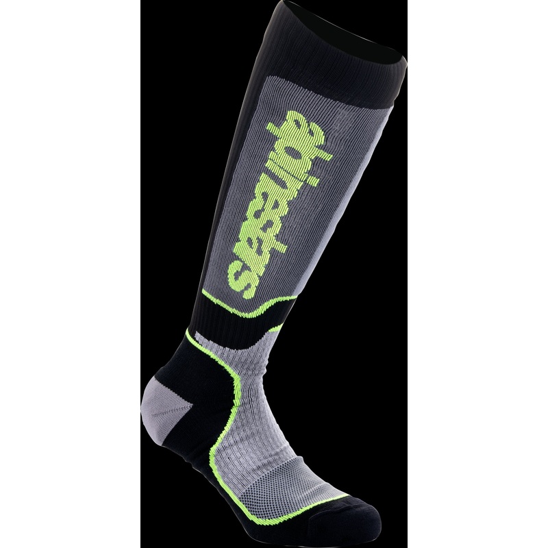 ALPINESTARS Youth Mx Plus Socks Black/Grey/Fluorescent Yellow Medium/Large