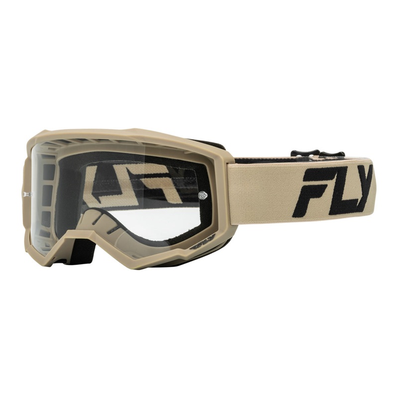 Fly Racing Focus Goggle-Khaki/Black with Clear Lens Adult