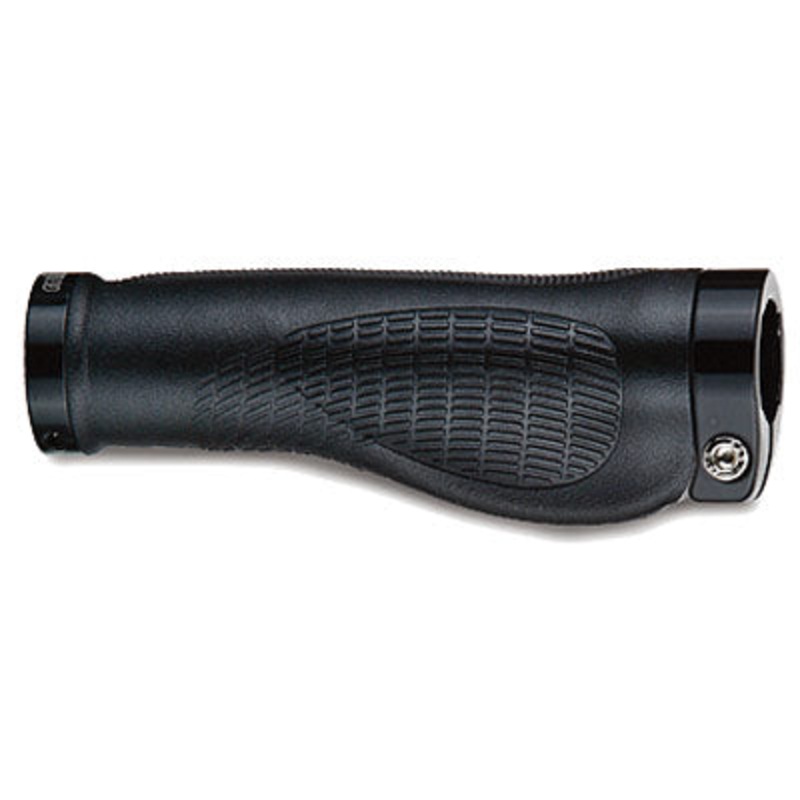 Uc Grips, Ergo Locking 2 Clamp Bk W/Bk Clamps 135Mm,Plugs Waffle Ergo Two Clamp Locking Ultracycle Gripstape NA Black