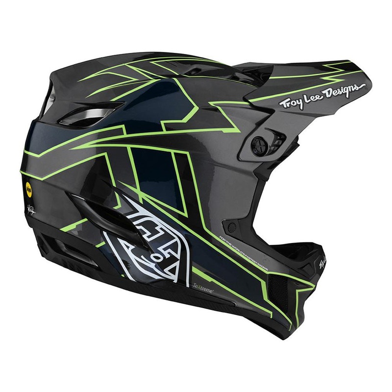 Troy Lee Designs D4 Carbon MIPS Graph BMX Race Helmet-Gray/Green Large