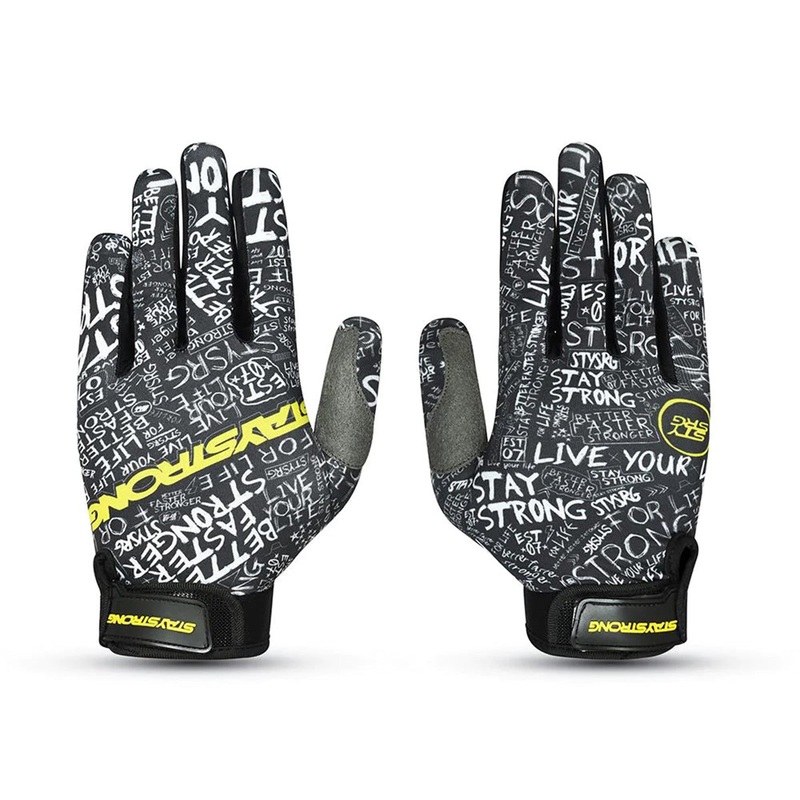Stay Strong Youth Scribble BMX Race Gloves-Black Youth X-Small