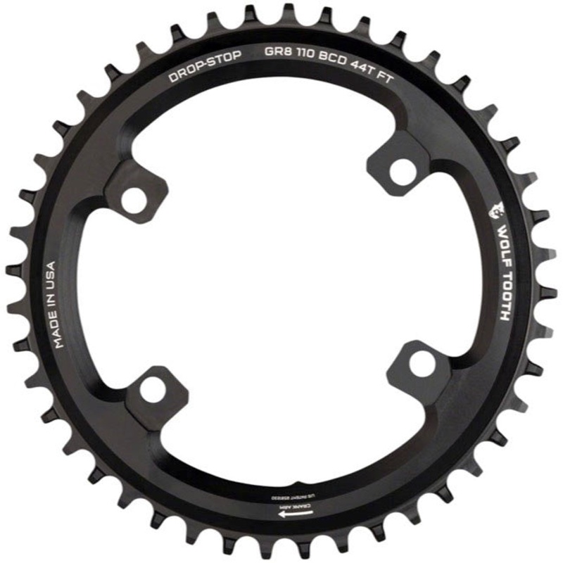 Wolf Tooth Shimano 110 Asymmetric BCD Chainring – 40t 110 Asymmetric BCD 4-Bolt Drop-Stop B For Shimano GRX Cranks BLK