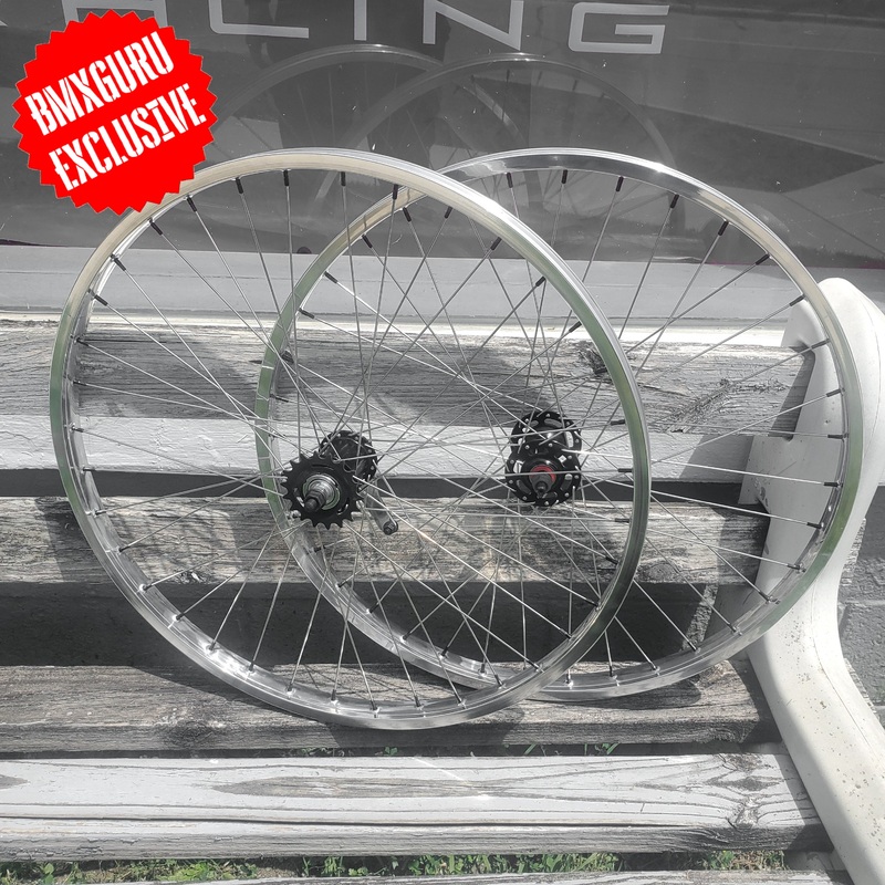 26″ 7X style Coaster Brake BMX Wheelset – Pair – Polished/Black