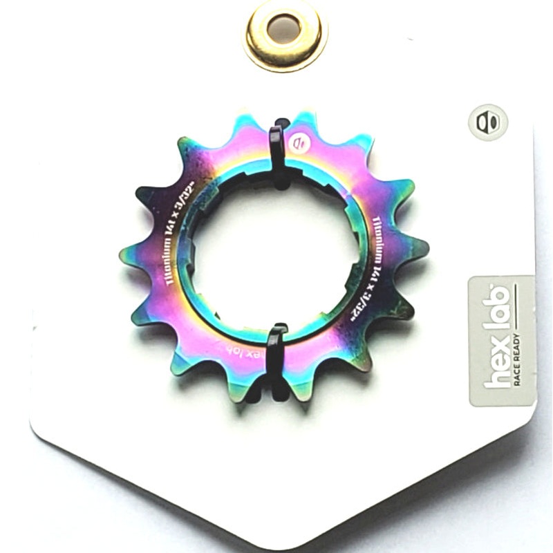 Box Hex Lab 14t Titanium Shimano-type Cog for BMX Cassette hubs – 3/32″ – Rainbow