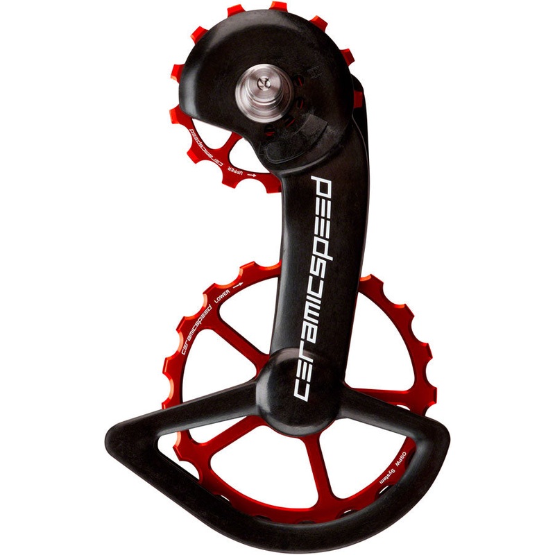 CeramicSpeed OSPW Pulley Wheel System for Shimano 9100/9150 and 8000 SS/8050 SS – Coated Races, Alloy Pulley, Carbon Cage, Red