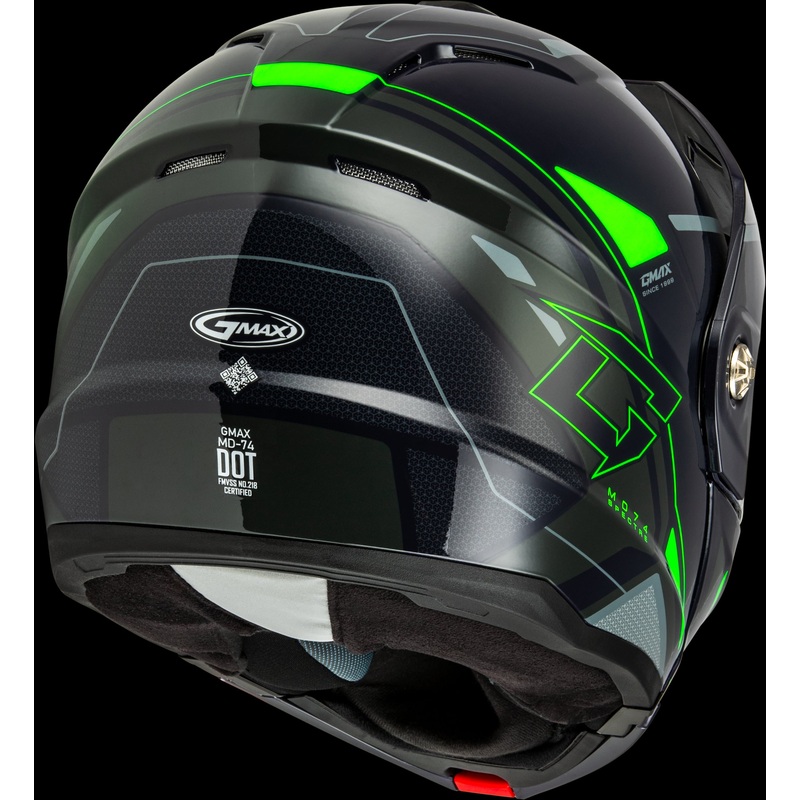 GMAX Md-74s Spectre Modular Helmet Snow Grey/Neon Green Xs