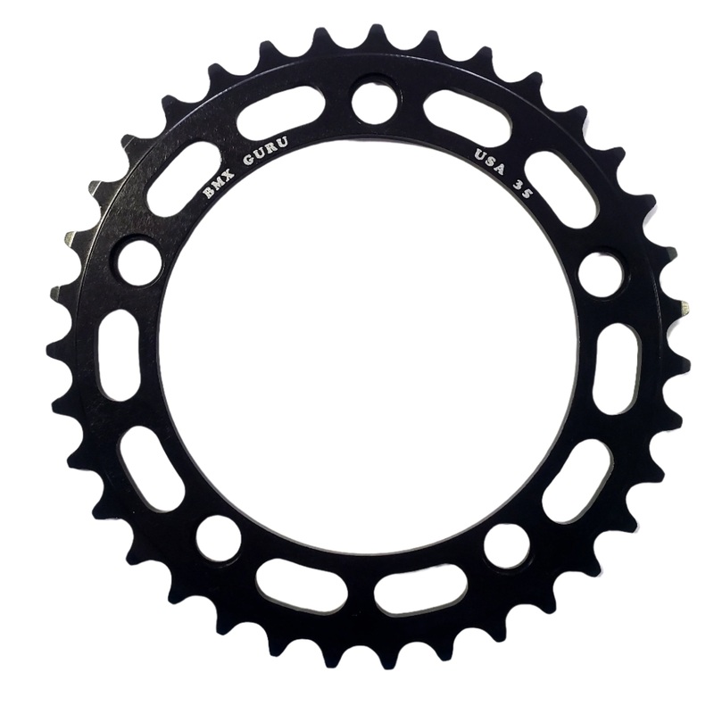 BMXGuru 35t BMX Chainring – Black – 110mm 5-bolt – USA Made