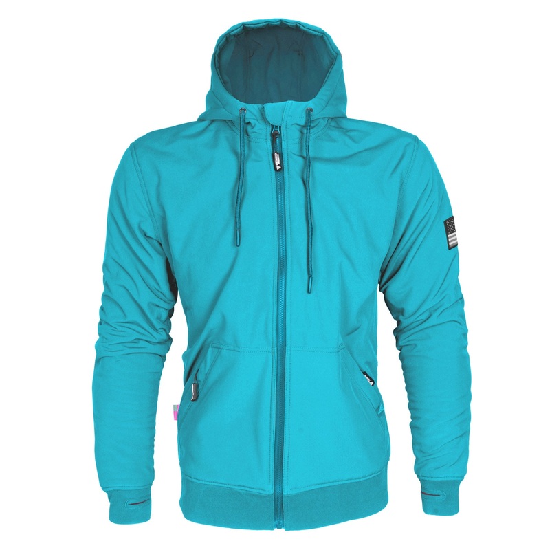 Protective SoftShell Unisex Hoodie – Arctic Blue Matte with Pads XXS Arctic Blue Matte