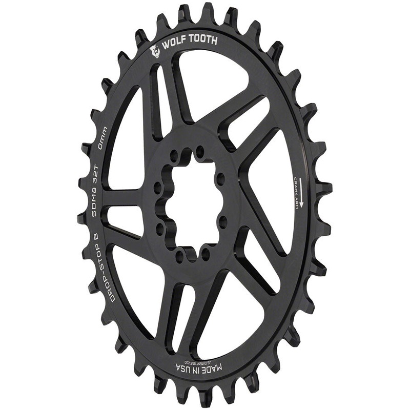 Wolf Tooth Direct Mount Chainring – 32t, SRAM Direct Mount, Drop-Stop B, For SRAM 8-Bolt Cranksets, 0mm Offset, Black