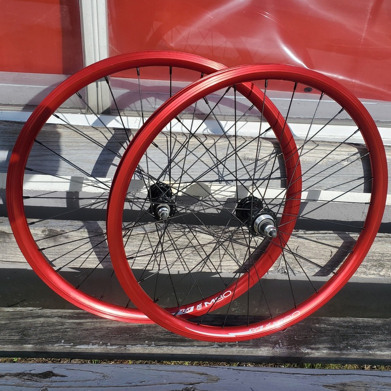 24″ TNT M80X Freewheel BMX Wheelset – Pair – Red