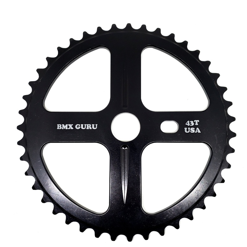 BMXGuru 43t Bolt Drive BMX Aluminum Sprocket / Chainwheel – Black – USA Made