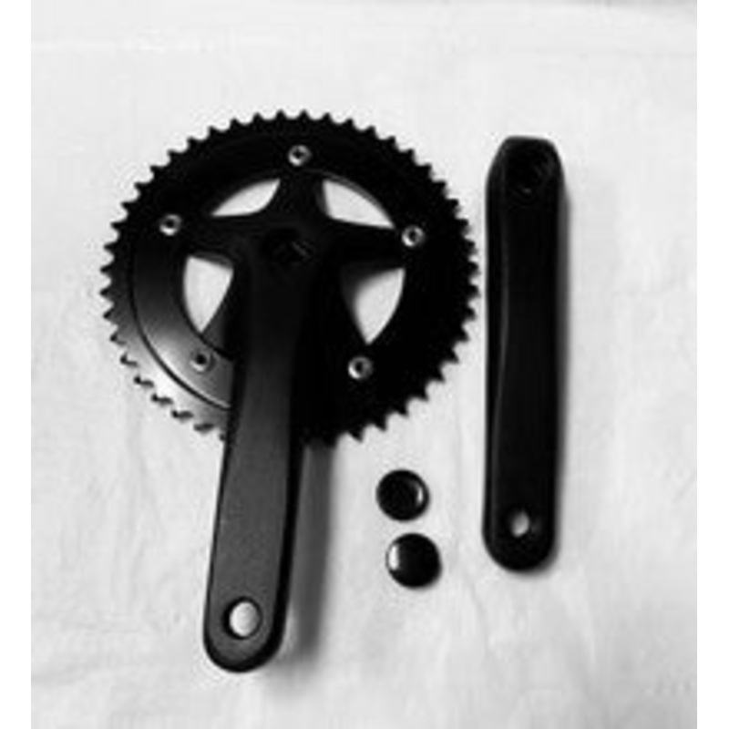 Alloy / Steel 3pc Crank Single Speed 46T Flat Black -Live4Bikes 46t n/a