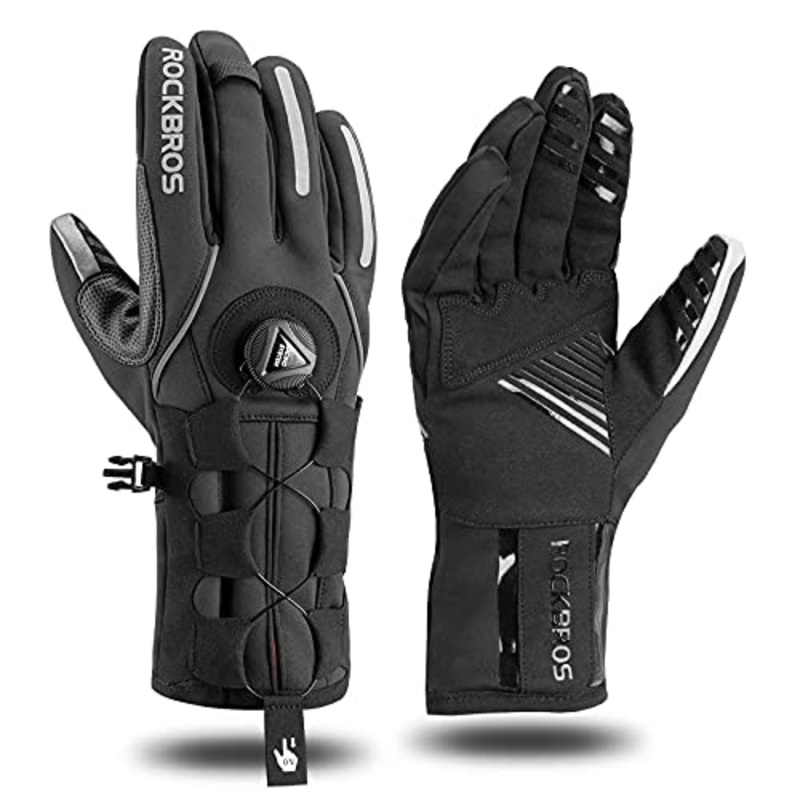 ROCKBROS Winter Gloves for Men Full Finger Touchscreen Cycling Gloves for Hiking Motorcycle US-S