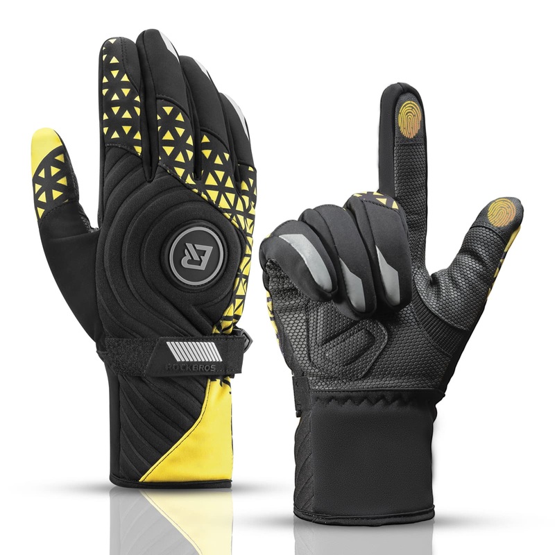 ROCKBROS Winter Thermal Cycling Warm Windproof Anti-Slip Gloves Touchscreen for Men Women US  S