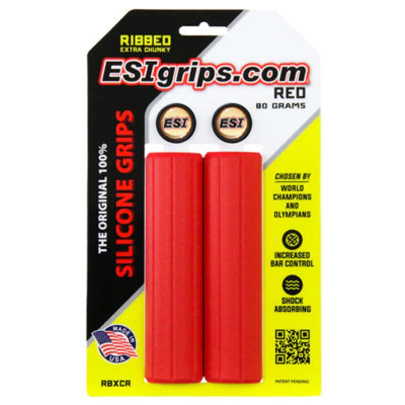 Esi Grips,Ribbed Extra Chunky 80G,Red,Wplugs, 130Mm Ribbed Extra Chunky  Gripstape NA Red