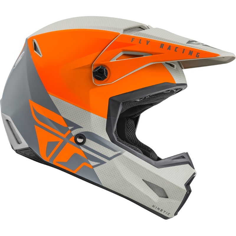 FLY RACING Youth Kinetic Straight Edge Helmet Matte Orange/Grey Yl
