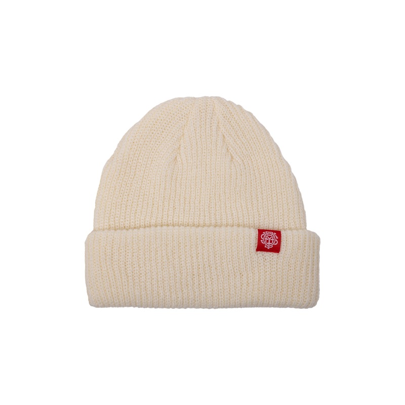 Odyssey Monogram Label Beanie (White with Red Label) White