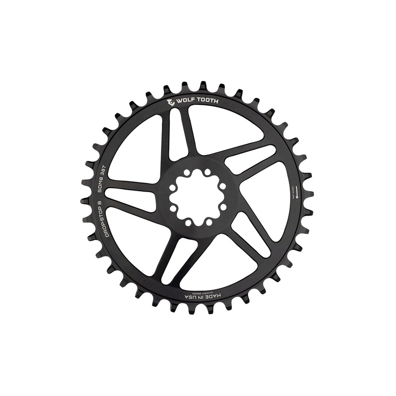 Wolf Tooth Drop-Stop B Chainring SRAM Direct Mount 8-Bolt 6mm Offset 38t Black