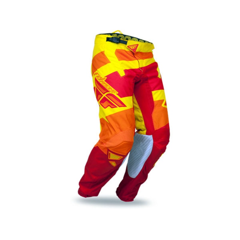 Fly Racing 2014 Kinetic Blocks Race Pants-Red/Yellow Youth 26