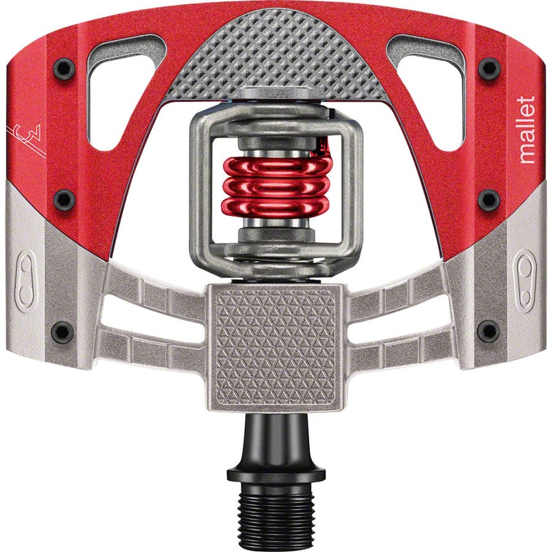 Crank Brothers Mallet 3 Pedals – Dual Sided Clipless with Platform, Aluminum, 9/16″, Raw /Red