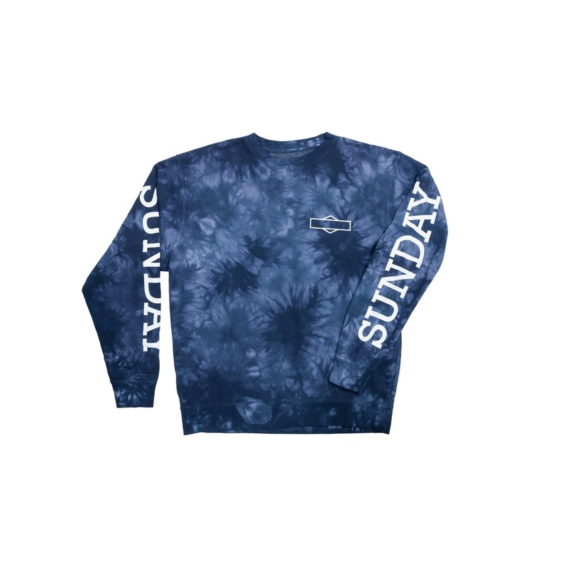 Sunday Rockwell Box Crewneck Sweatshirt (Tie-Dye Navy) X-Small