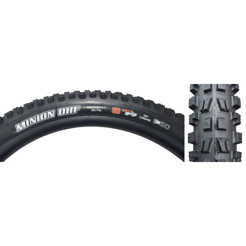 Maxxis Minion DHF Tire – 29 x 2.50 Tubeless Folding BLK 3CG DH Wide Trail E-50