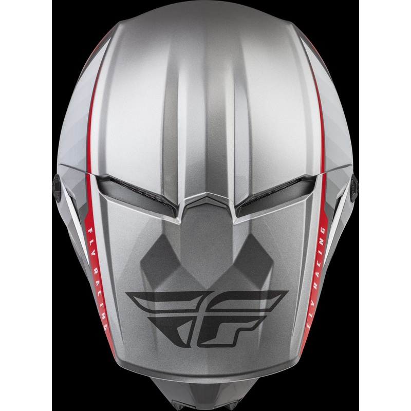 FLY RACING Kinetic Drift Helmet Charcoal/Light Grey/Red Xl