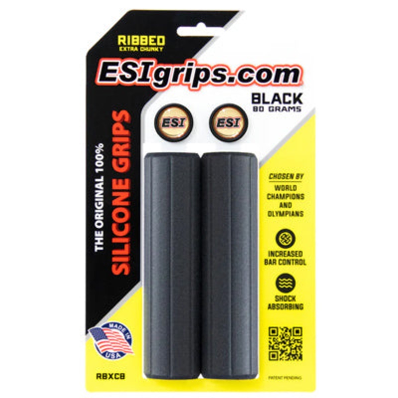 Esi Grips,Ribbed Extra Chunky 80G,Black,Wplugs, 130Mm Ribbed Extra Chunky Esi Gripstape NA Black