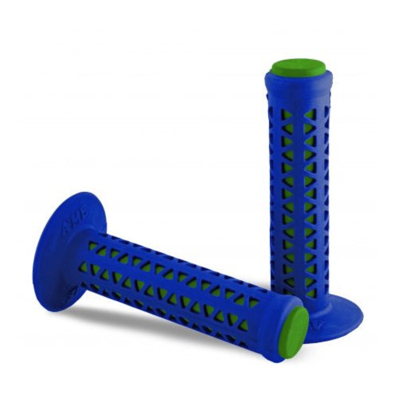 AME Unitron re-issue retro BMX grips – Flanged – Blue over Green – Made in the USA