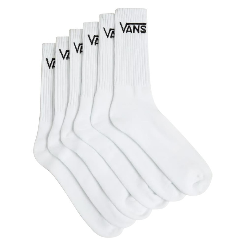 Vans Classic Crew Socks 6-Pack – White US 9.5-13