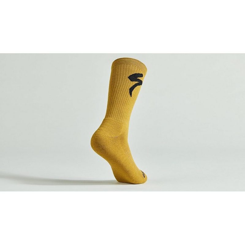 Specialized merino midweight tall logo sock harvest gold m