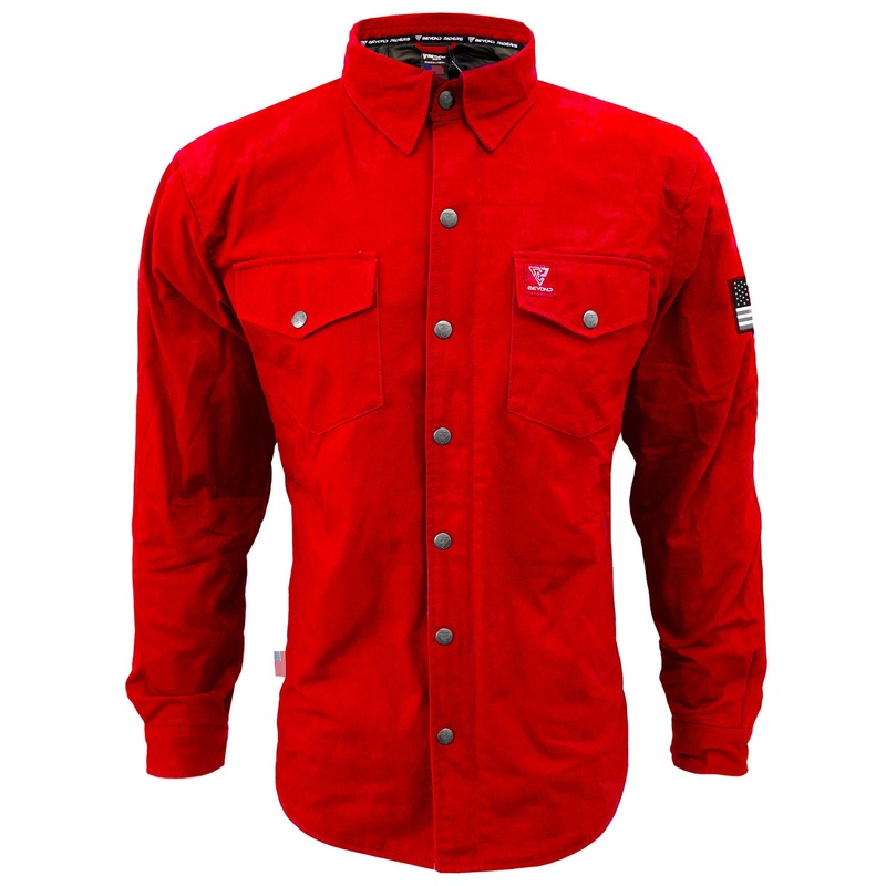 Protective Canvas Jacket for Men – Red with Pads XXS Red Solid