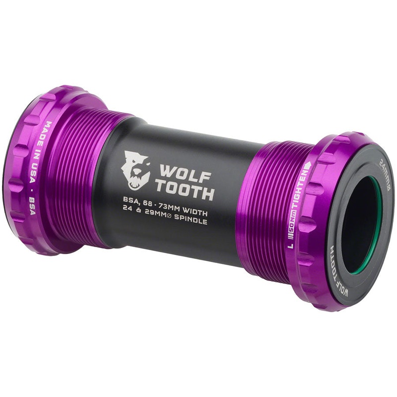 Wolf Tooth Bottom Bracket – English (BSA), 68/73mm, For 24mm Spindle, Ultraviolet Purple