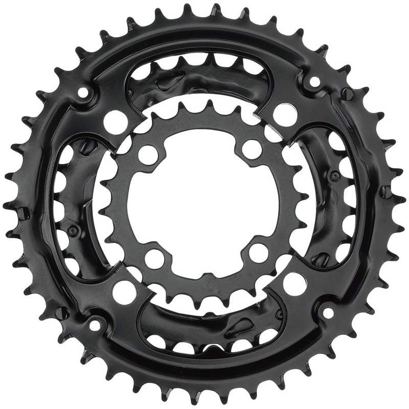 Samox 304ASS Chainring Set – 44/32/22t, 104/64 BCD, Aluminum Outer Ring, Steel Middle/Inner Ring, Black