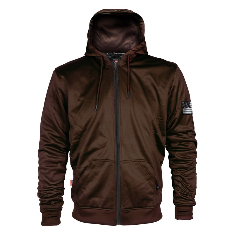 Brown Solid Ultra Protective Hoodie with Pads Brown Solid XXS