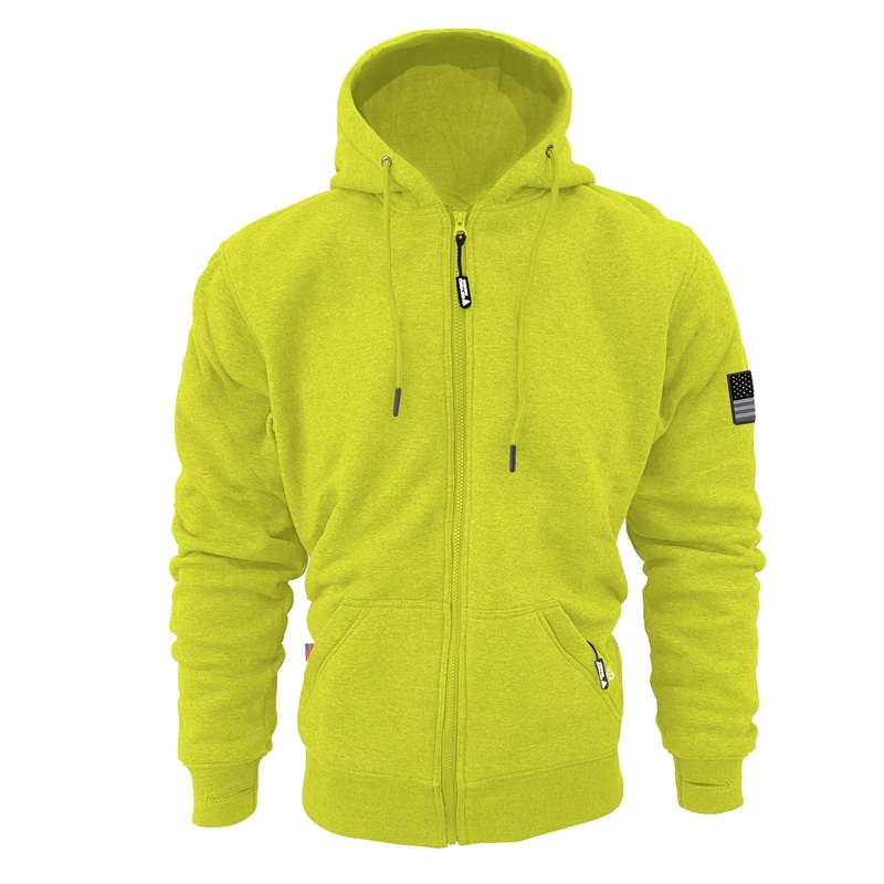 Protective Fleece Unisex Hoodie – Lime Yellow with Pads XXS Lime Yellow
